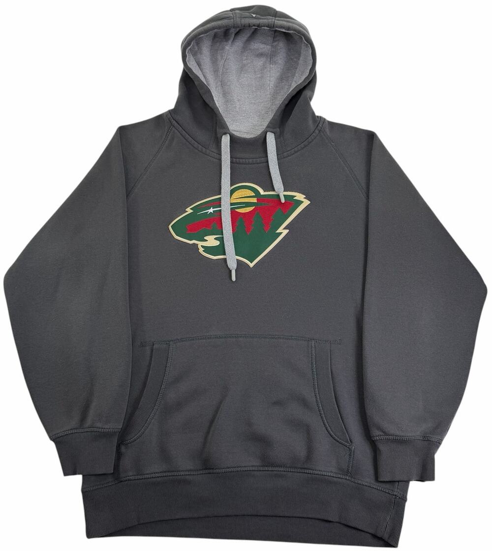 Minnesota Wild Logo Victory Men's Large Antigua Hoodie Grey Pullover Sweatshirt